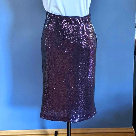 Liz Clairborne Sequined Pencil Skirt Purple Small NWT - Picture 1 of 10